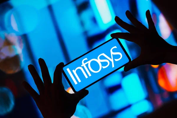 Mayıs 2023 Brezilya Resimde Infosys Limited Logosu Akıllı Telefon Ekranında — Stok fotoğraf