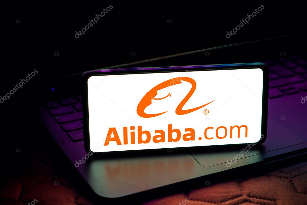 May 8, 2023, Brazil. In this photo illustration, the Alibaba logo is displayed on a smartphone screen