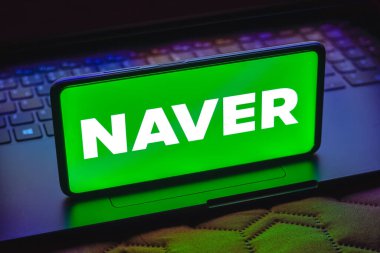 15 Mayıs 2023, Brezilya. Bu resimde, Naver logosu akıllı telefon ekranında görüntülenir