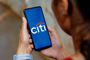 May 20, 2023, Brazil. In this photo illustration, the Citi logo is displayed on a smartphone screen clipart