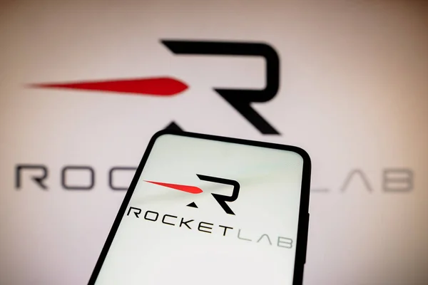 Травня 2023 Року Бразилія Цій Ілюстрації Логотип Rocket Lab Відображається — стокове фото
