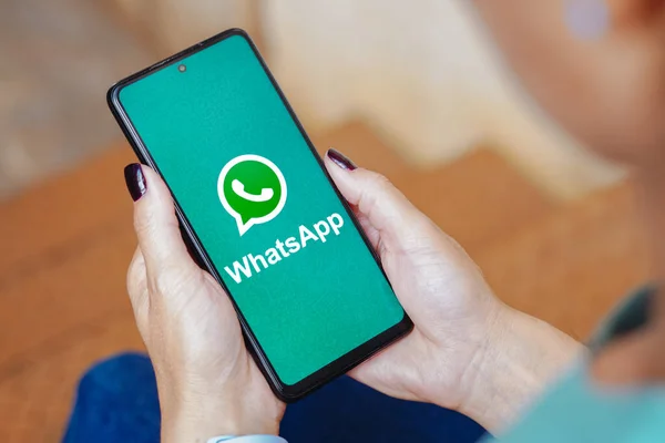 May 2023 Brazil Photo Illustration Whatsapp Logo Displayed Smartphone Screen — Stock Photo, Image