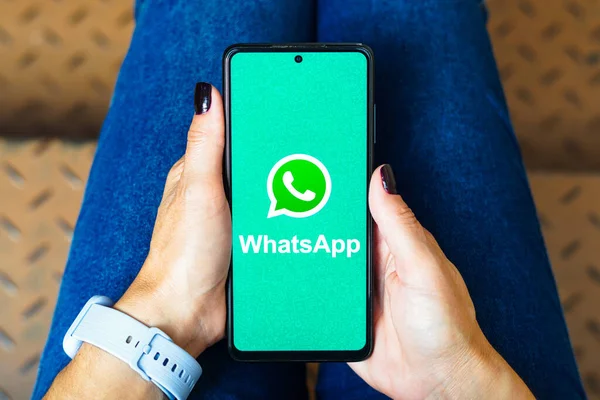 May 2023 Brazil Photo Illustration Whatsapp Logo Displayed Smartphone Screen — Stock Photo, Image