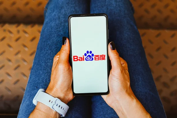 Mayıs 2023 Brezilya Resimde Baidu Inc Logosu Akıllı Telefon Ekranında — Stok fotoğraf