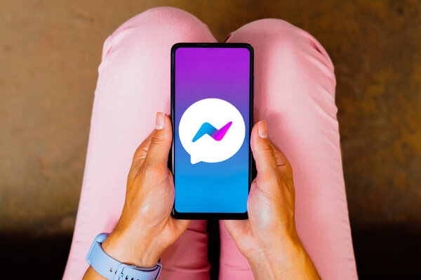 May 25, 2023, Brazil. In this photo illustration, the Facebook Messenger logo is displayed on a smartphone screen