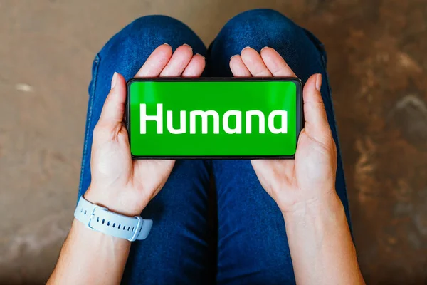 June 2023 Brazil Photo Illustration Humana Inc Logo Displayed Smartphone — Stock Photo, Image
