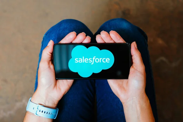 Июня 2023 Года Бразилия Этой Фотографии Логотип Salesforce Отображается Экране — стоковое фото