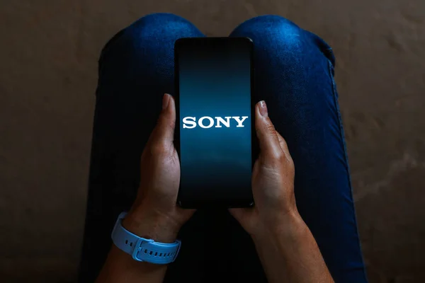 June 2023 Brazil Photo Illustration Sony Logo Displayed Smartphone Screen — Stock Photo, Image