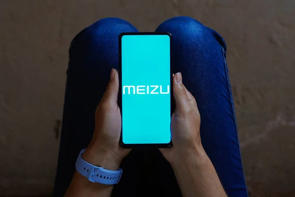 June 2023 Brazil Photo Illustration Meizu Logo Displayed Smartphone Screen — Stock Photo, Image