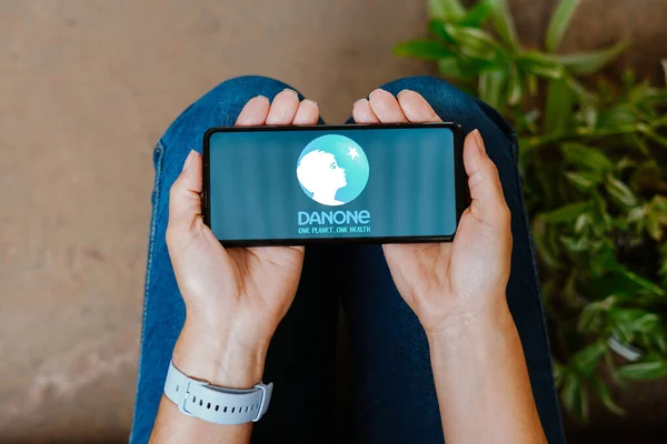 Juni 2023 Brasilien Dieser Foto Illustration Wird Das Danone Logo — Stockfoto