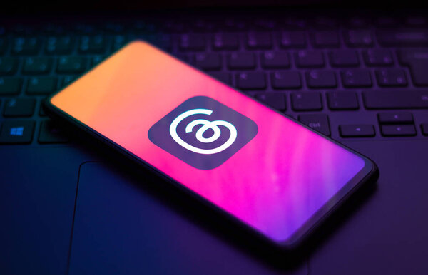 July 5, 2023, Brazil. In this photo illustration, the Threads logo is displayed on a smartphone screen. Threads is the new social network and messaging app from Meta Platforms