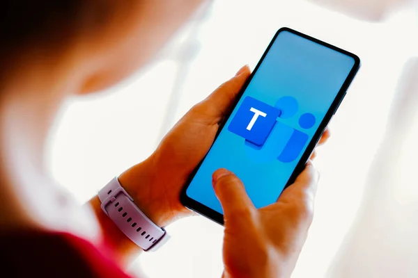 Temmuz 2023 Brezilya Resimde Microsoft Takım Logosu Akıllı Telefon Ekranında — Stok fotoğraf