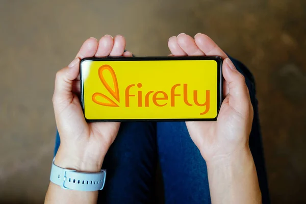 July 2023 Brazil Photo Illustration Firefly Logo Seen Displayed Smartphone — Stock Photo, Image