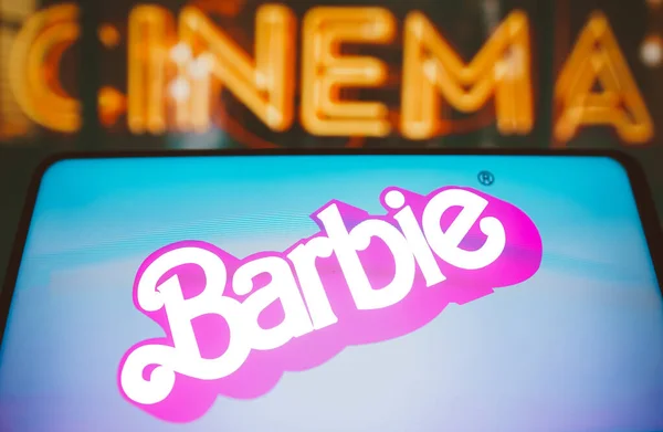Lipca 2023 Brazylia Tym Zdjęciu Ilustracji Barbie Logo Filmu Wyświetlane — Zdjęcie stockowe