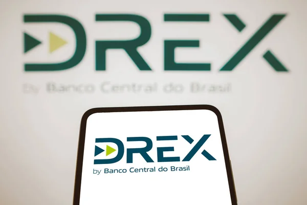 August 2023 Brazil Photo Illustration Drex Logo Seen Displayed Smartphone — Stock Photo, Image