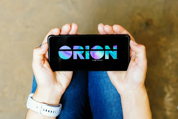 Ağustos 2023 Brezilya Resimde Orion Pictures Logosu Akıllı Telefondan Gösteriliyor — Stok fotoğraf