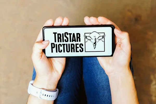 Ağustos 2023 Brezilya Resimde Tristar Pictures Logosu Akıllı Telefondan Gösteriliyor — Stok fotoğraf