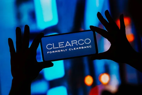 Augusti 2023 Brasilien Detta Foto Illustration Clearco Logotypen Visas Smartphone — Stockfoto