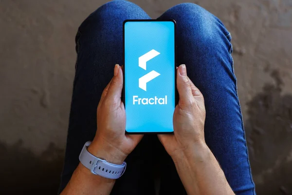 2023년 15일 브라질 일러스트에서 Fractal Design 로고가 스마트폰 화면에 표시됩니다 — 스톡 사진