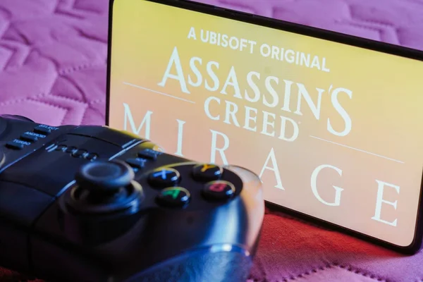 Октября 2023 Года Бразилия Этой Фотографии Логотип Assassin Creed Mirage — стоковое фото