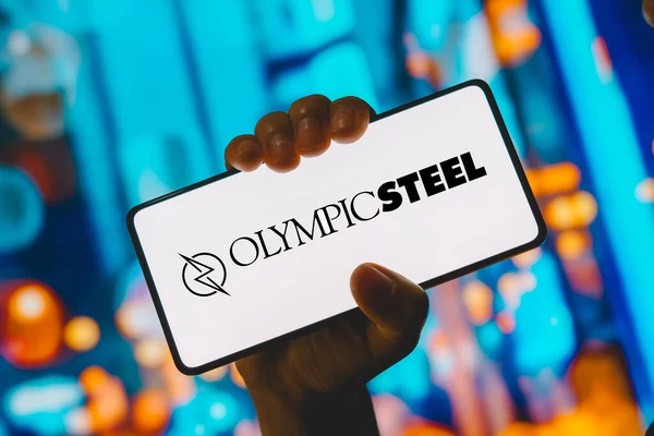 Outubro 2023 Brasil Nesta Foto Ilustração Logotipo Olympic Steel Exibido — Fotografia de Stock