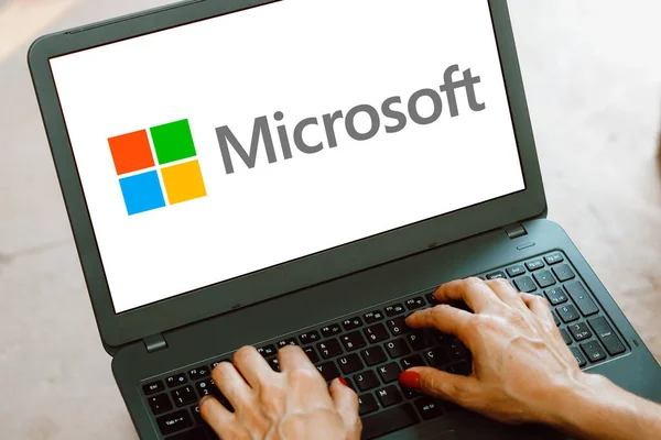 November 2023 Brazil Photo Illustration Microsoft Logo Displayed Notebook Screen — Stock Photo, Image