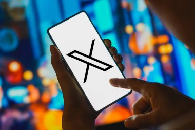 9 Kasım 2023, Brezilya. Bu resimde, X logosu akıllı telefon ekranında gösteriliyor
