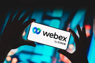 14 Kasım 2023, Brezilya. Bu resimde, Cisco Webex logosu akıllı telefon ekranında görüntülenir