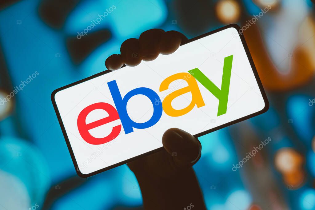 November 21, 2023, Brazil. In this photo illustration, the EBay logo is displayed on a smartphone screen