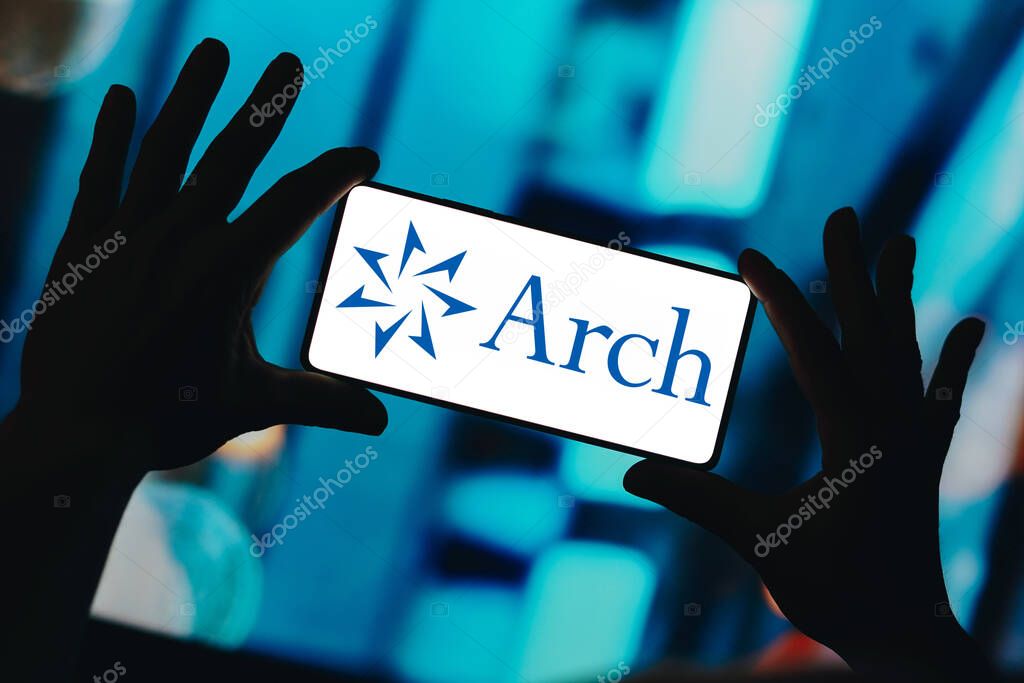 November 29, 2023, Brazil. In this photo illustration, the Arch Capital Group logo is displayed on a smartphone screen