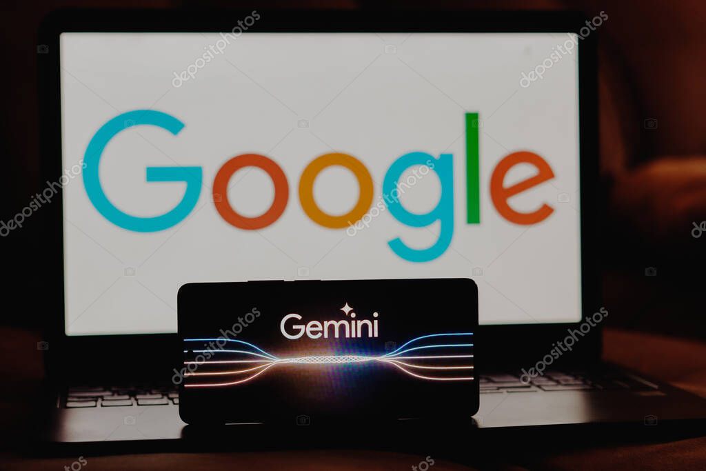 December 6, 2023, Brazil. In this photo illustration, the Google Gemini logo is displayed on a smartphone screen. The tool was launched by Google as its new multimodal artificial intelligence (AI) model