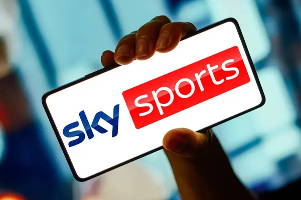 December 2023 Brazil Photo Illustration Sky Sports Logo Displayed Smartphone — Stock Photo, Image