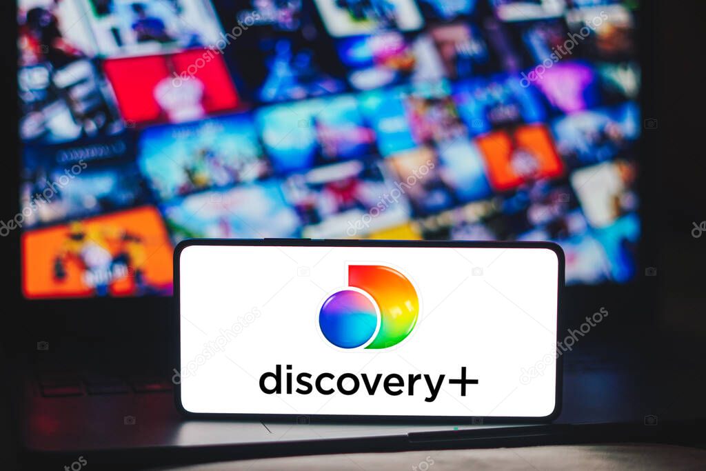 December 5, 2023, Brazil. In this photo illustration, the Discovery Plus logo is displayed on a smartphone screen