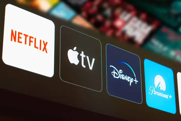 Ocak 2024 Brezilya Resimde Netflix Apple Disney Paramount Logosu Bir — Stok fotoğraf
