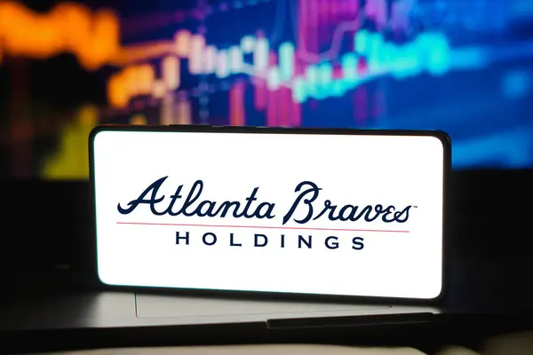 Febbraio 2024 Brasile Questa Illustrazione Fotografica Logo Atlanta Braves Holdings — Foto Stock