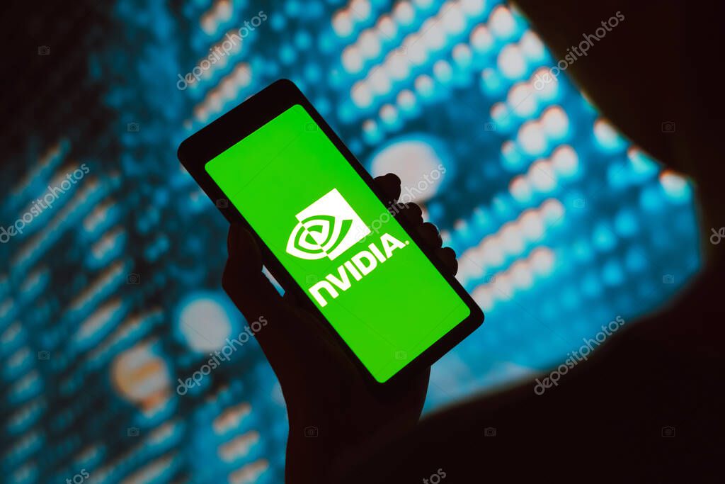 February 17, 2024, Brazil. In this photo illustration, the Nvidia Corporation logo is displayed on a smartphone screen