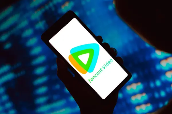 Mart 2024 Brezilya Resimde Tencent Video Logosu Akıllı Telefon Ekranında — Stok fotoğraf