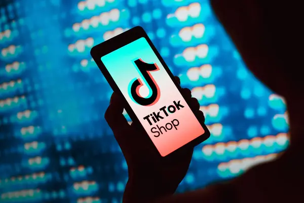 stock image March 4, 2024, Brazil. In this photo illustration, the TikTok Shop logo is displayed on a smartphone screen