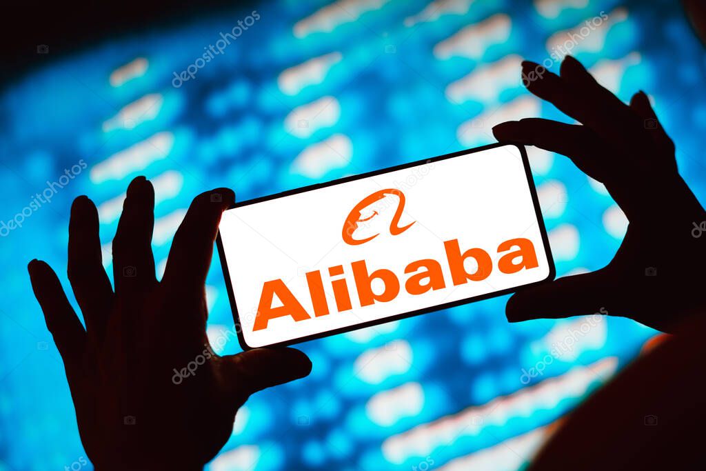 March 28, 2024, Brazil. In this photo illustration, the Alibaba logo is displayed on a smartphone screen