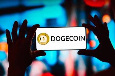 29 Mart 2024, Brezilya. Bu resimde, Dogecoin logosu akıllı telefon ekranında görüntülenir
