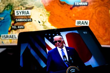 14 Nisan 2024, Brezilya. Bu resimde, Amerika Birleşik Devletleri Başkanı Joe Biden, Wall Street Journal 'ın bir videosunda İran ve İsrail arasındaki savaştan bahsediyor.