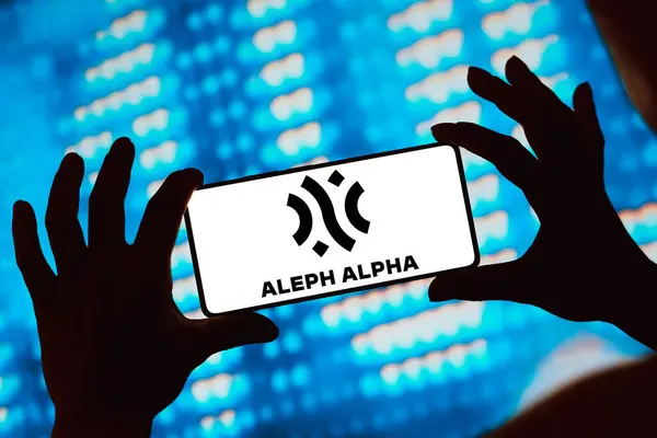 Abril 2024 Brasil Nesta Foto Ilustração Logotipo Aleph Alpha Exibido Imagens De Bancos De Imagens