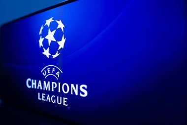6 Mayıs 2024, Brezilya. Bu resimde UEFA Şampiyonlar Ligi logosu akıllı telefon ekranında gösteriliyor..