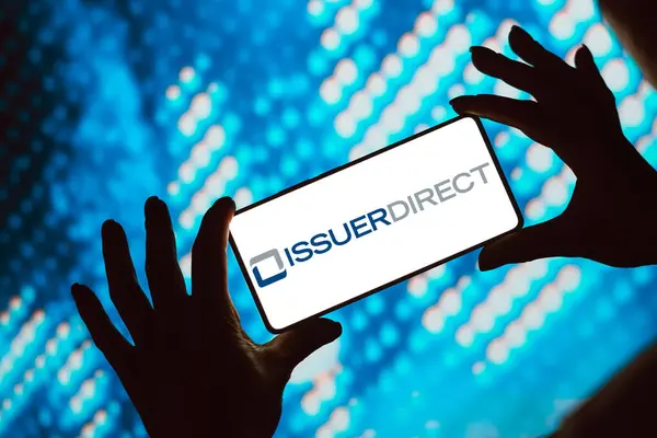 stock image May 13, 2024, Brazil. In this photo illustration, the Issuer Direct Corporation logo is displayed on a smartphone screen