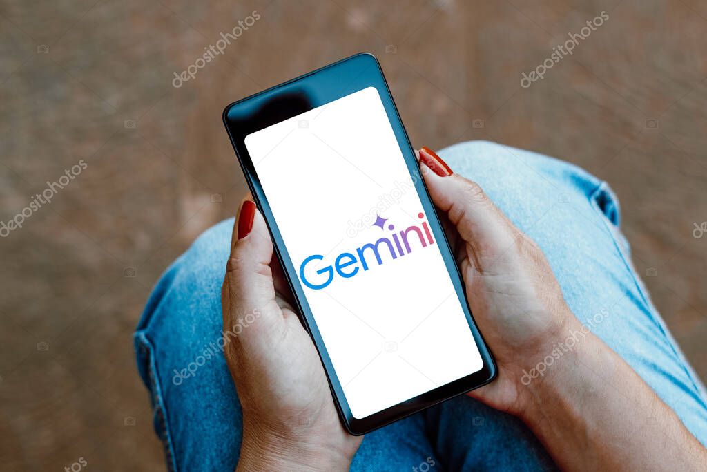 June 6, 2024, Brazil. In this photo illustration, the Google Gemini logo is displayed on a smartphone screen