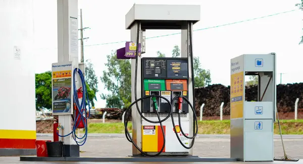 stock image June 10, 2024, Brazil. Fuel pump from a Shell station. The prices of gasoline and diesel are expected to rise, according to market estimates, to compensate for the provisional measure imposed by the government to compensate for the payroll tax relief