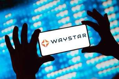 10 Haziran 2024, Brezilya. Bu resimde, Waystar logosu akıllı telefon ekranında görüntülenir