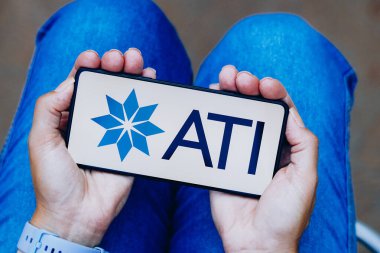 June 14, 2024, Brazil. In this photo illustration, the ATI Inc. logo is displayed on a smartphone screen clipart