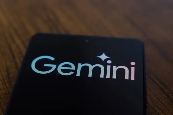 Stock image July 15, 2024, Paraguay. In this photo illustration, the Gemini logo is displayed on a smartphone screen