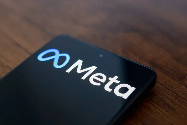 stock image July 15, 2024, Paraguay. In this photo illustration, the Meta Platforms, Inc. logo is displayed on a smartphone screen.